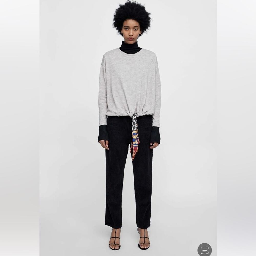 Zara Basic Drawstring Hem Pullover Tie Scarf - image 2